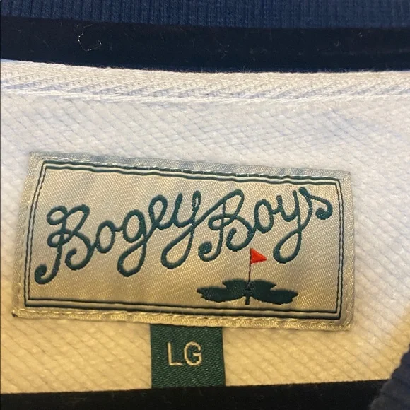 Bogey Boys Pinstripe Crewneck Pullover NEW Mens Large Navy Blue White Sweatshirt - Picture 7 of 13